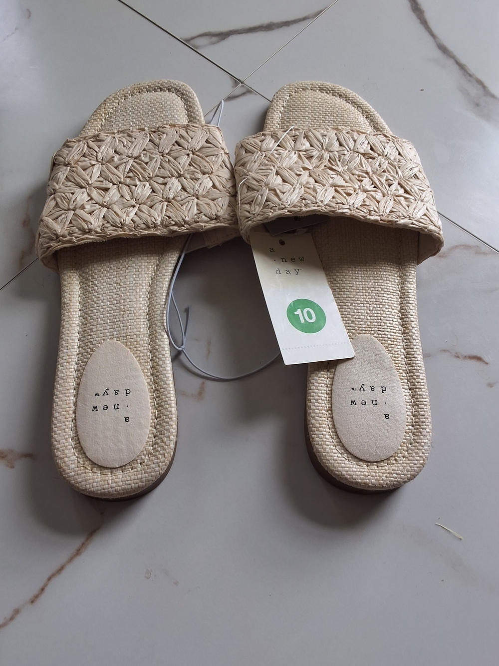 a new day Natural Woven Slide Sandals - Women's
